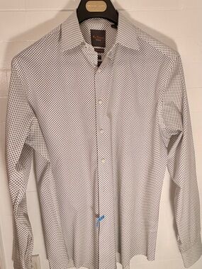 Ben Sherman White Dress Shirt with Navy Micro-Dots